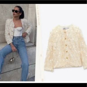 Zara cream sequin jacket